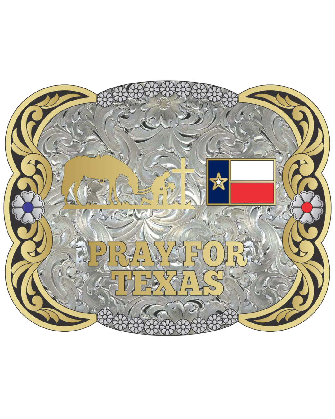 Pray For Texas Custom Buckle